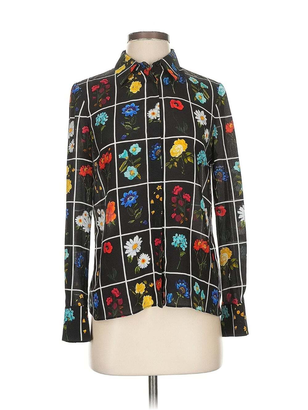 Alice + Olivia Willa Silk Large Blouse in Botanical Card